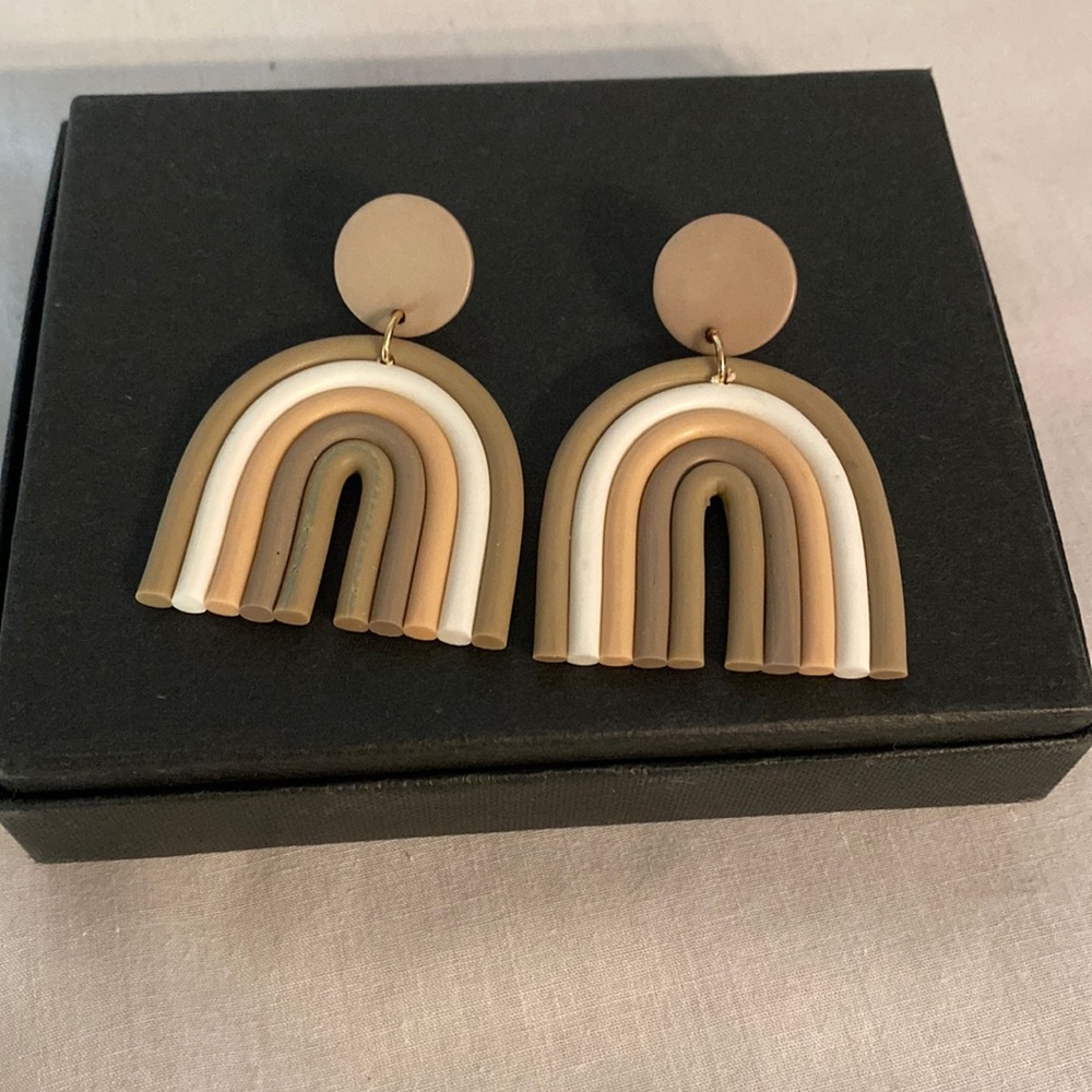 Neutral Minimalist Clay Earrings